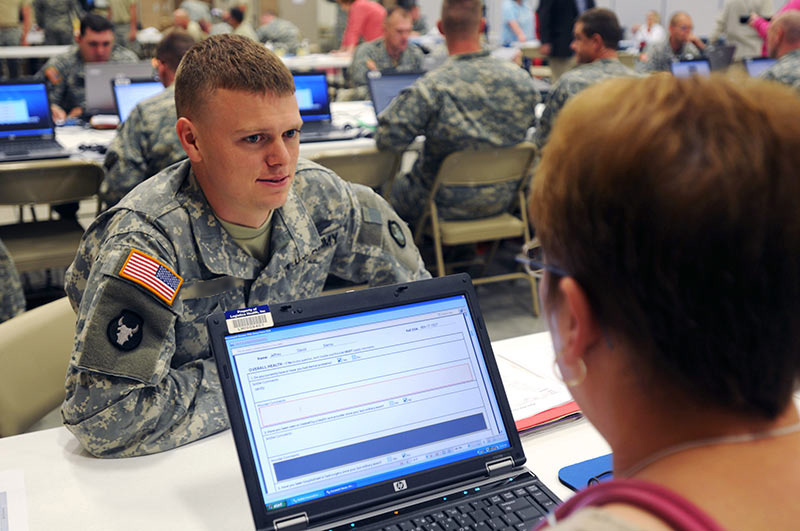A Soldier goes through Soldier readiness processing