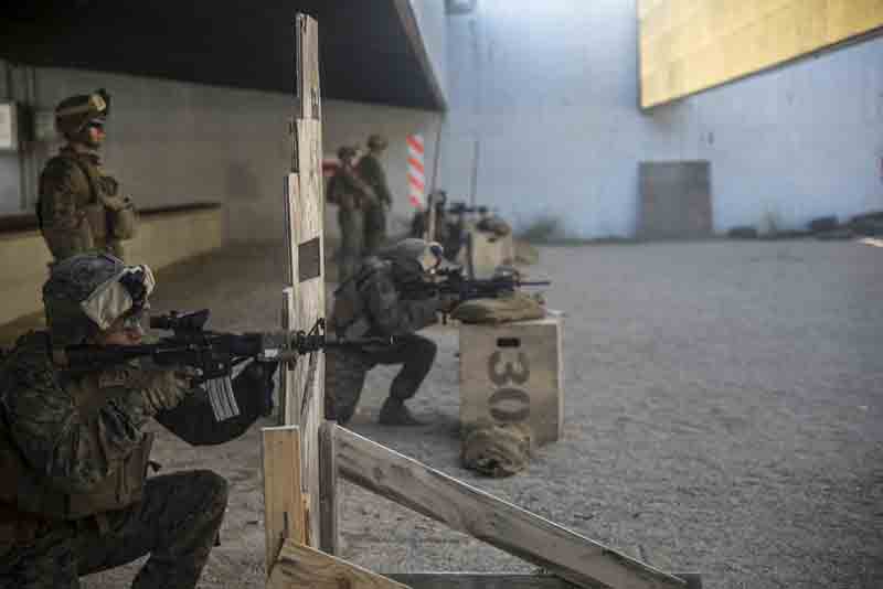 Soldiers firing at a range.