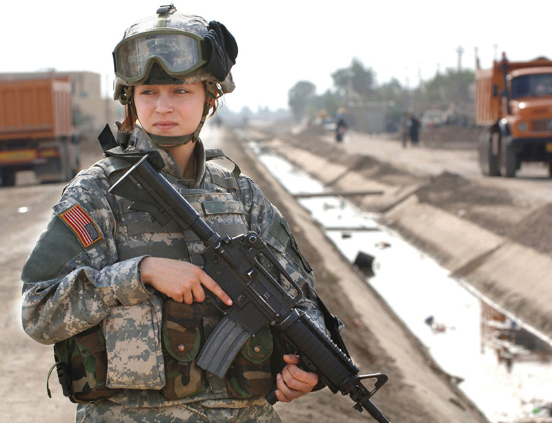 Female Soldier holding a rifle