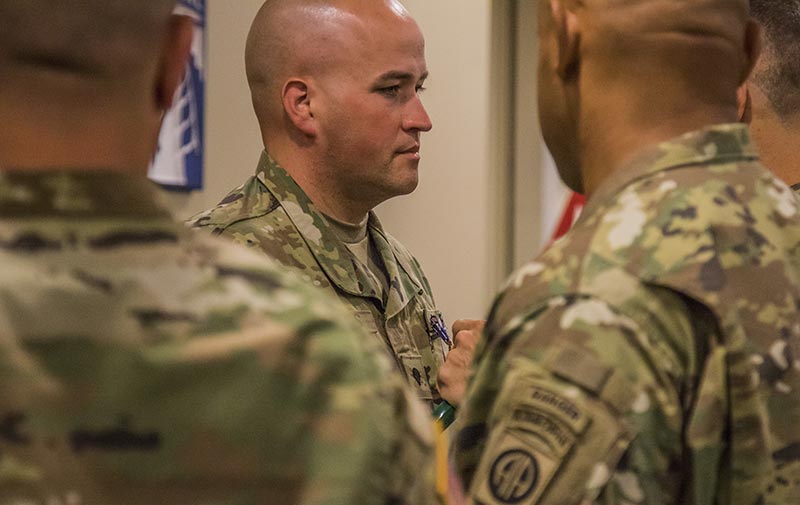 Soldier receiving an award for heroism