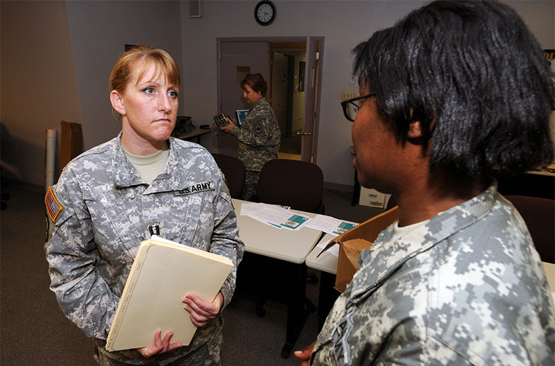 Two female Soldiers talking