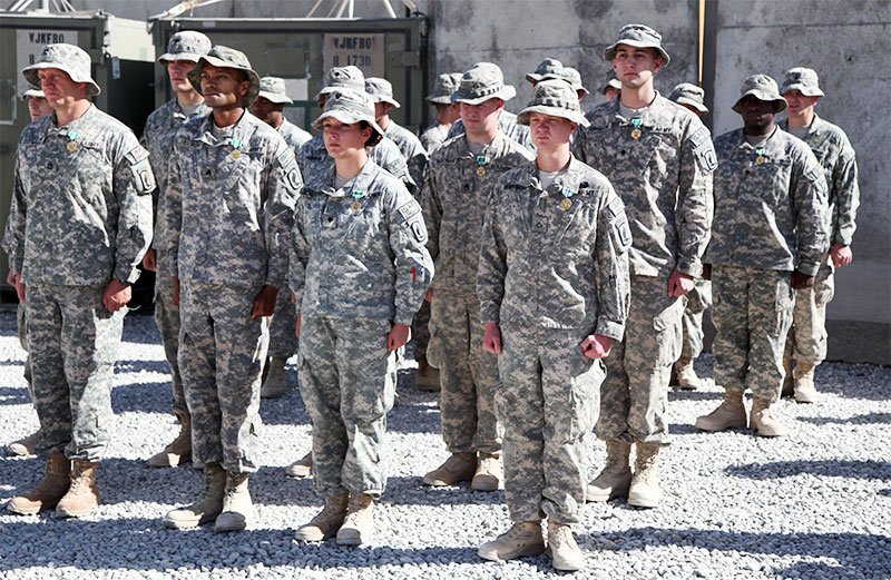 Group of Soldiers standing at attention