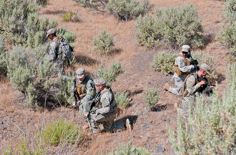 Soldier practicing at a shooting range