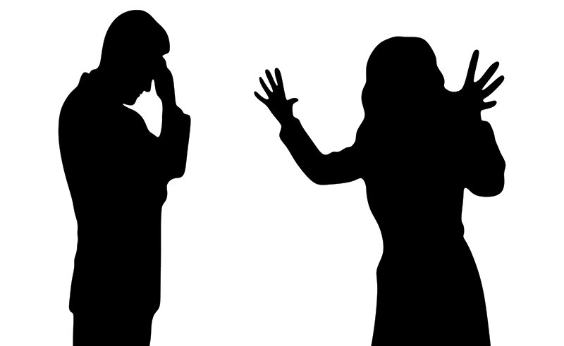 Silouhettes of people confronting each other