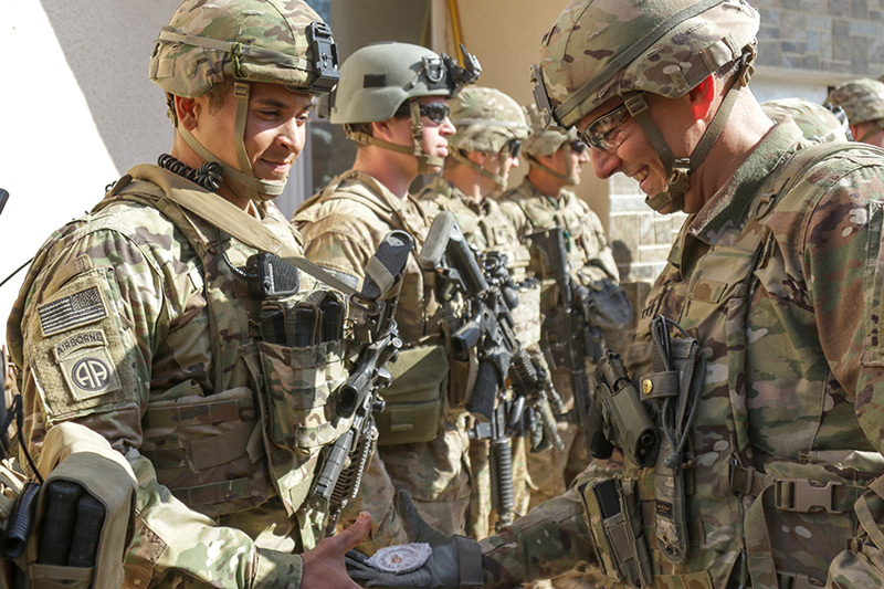 Soldiers shaking hands